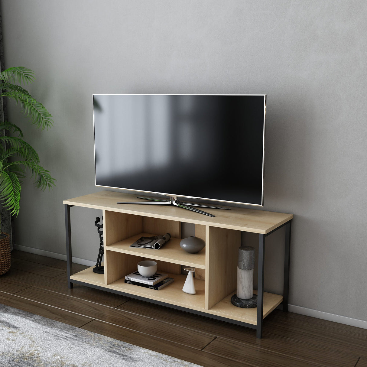 Comodă TV Rinaldo, Diverse culori, 120x35x51 cm - Negru - Stejar | SKU: 322RTC2215 | Comodă TV Rinaldo, 120x35x51 cm, varianta Negru - Stejar, produs pentru amenajarea locuinței, disponibil online în România la CasaMob