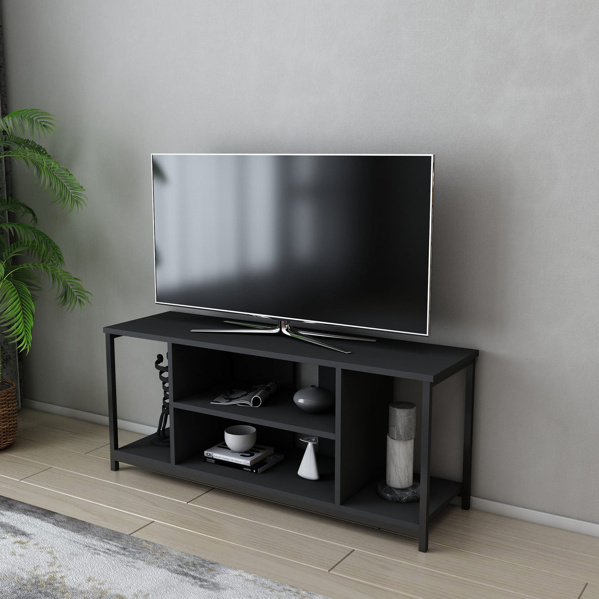Comodă TV Rinaldo, Diverse culori, 120x35x51 cm - Negru - Antracit | SKU: 322RTC2216 | Comodă TV Rinaldo, 120x35x51 cm, varianta Negru - Antracit, produs pentru amenajarea locuinței, disponibil online în România la CasaMob