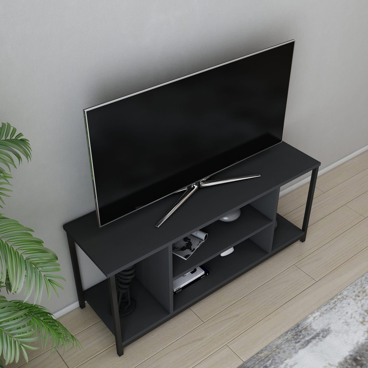 Comodă TV Rinaldo, Diverse culori, 120x35x51 cm - Negru - Antracit | SKU: 322RTC2216 | Comodă TV Rinaldo, 120x35x51 cm, varianta Negru - Antracit, produs pentru amenajarea locuinței, disponibil online în România la CasaMob