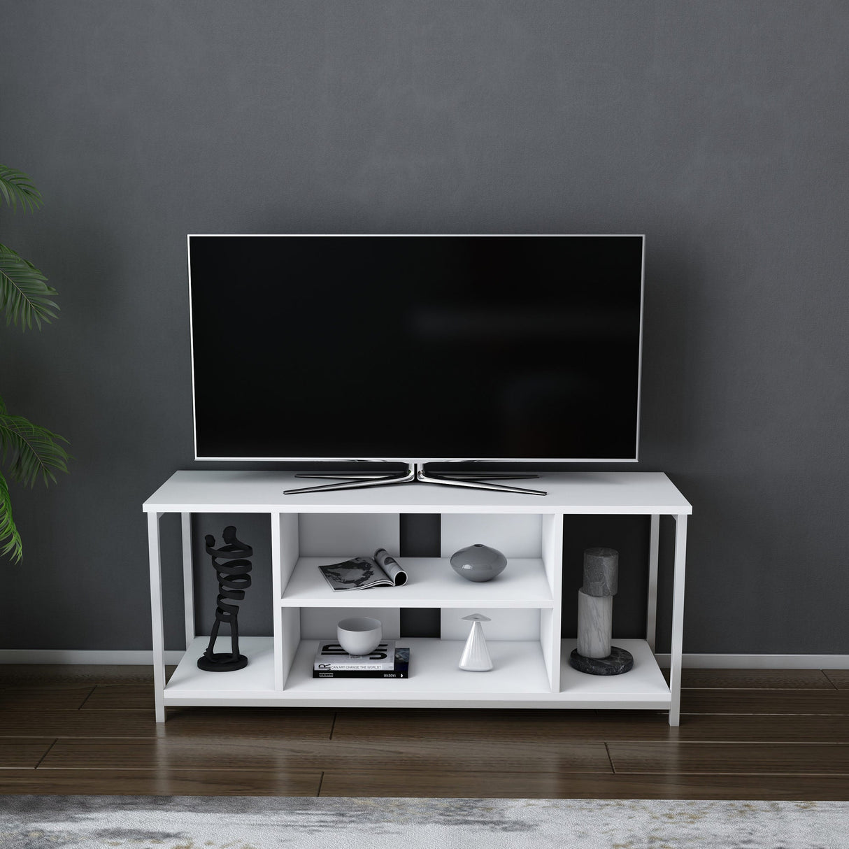 Comodă TV Rinaldo, Diverse culori, 120x35x51 cm - Alb | SKU: 322RTC2218 | Comodă TV Rinaldo, 120x35x51 cm, varianta Alb, produs pentru amenajarea locuinței, disponibil online în România la CasaMob