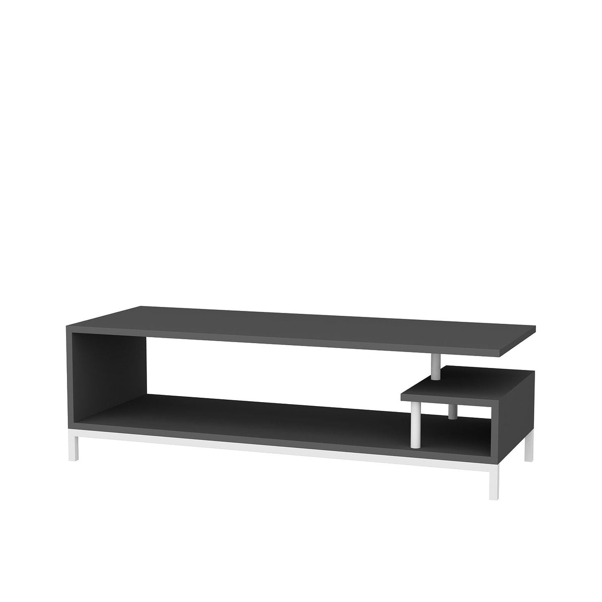 Comodă TV Reilly, Diverse culori, 120x45x38 cm - Alb - Antracit | SKU: 322RTC2232 | Comodă TV Reilly, 120x45x38 cm, varianta Alb - Antracit, produs pentru amenajarea locuinței, disponibil online în România la CasaMob