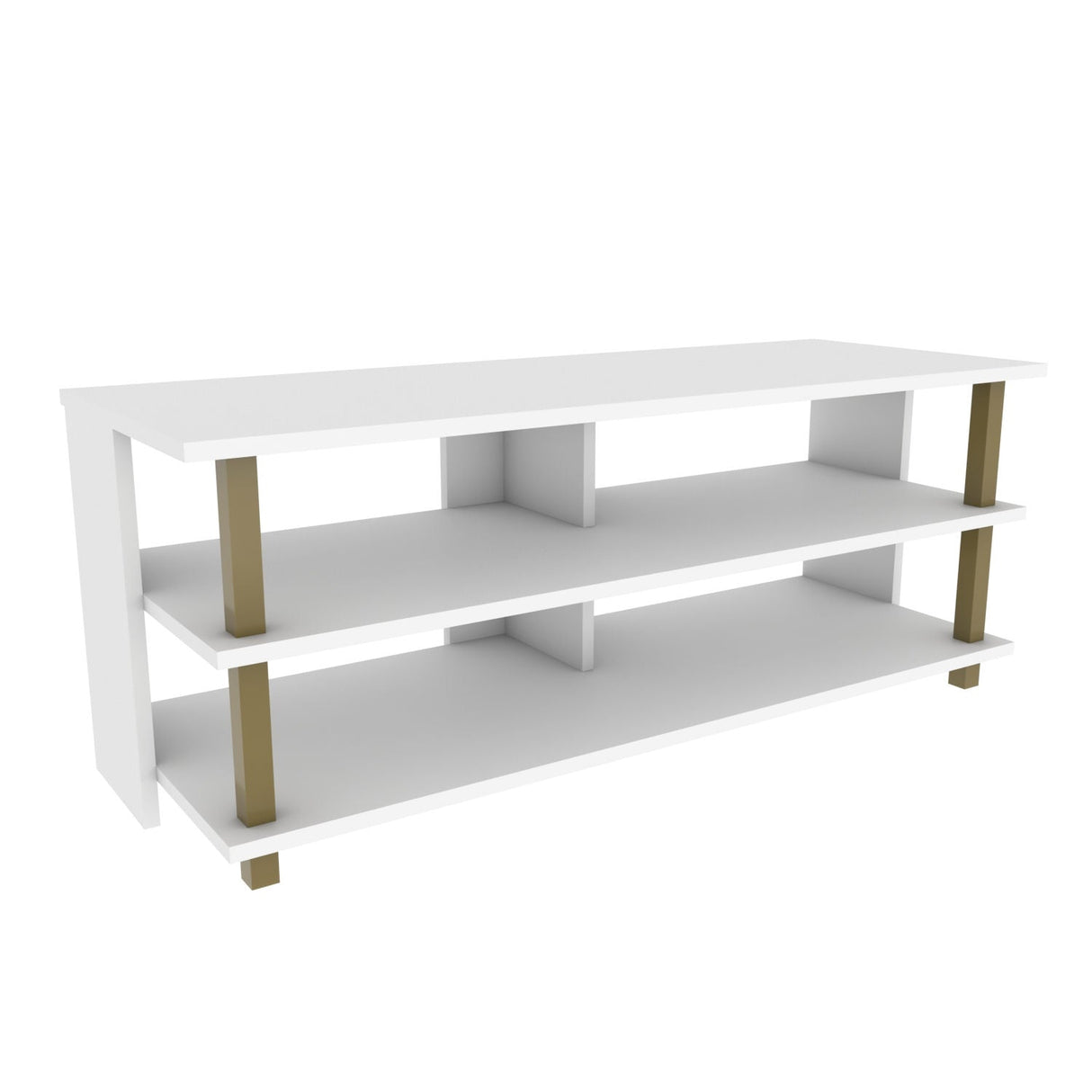 Comodă TV Pueblo, Diverse culori, 120x45x47 cm - Auriu - Alb | SKU: 322RTC2246 | Comodă TV Pueblo, 120x45x47 cm, varianta Auriu - Alb, produs pentru amenajarea locuinței, disponibil online în România la CasaMob