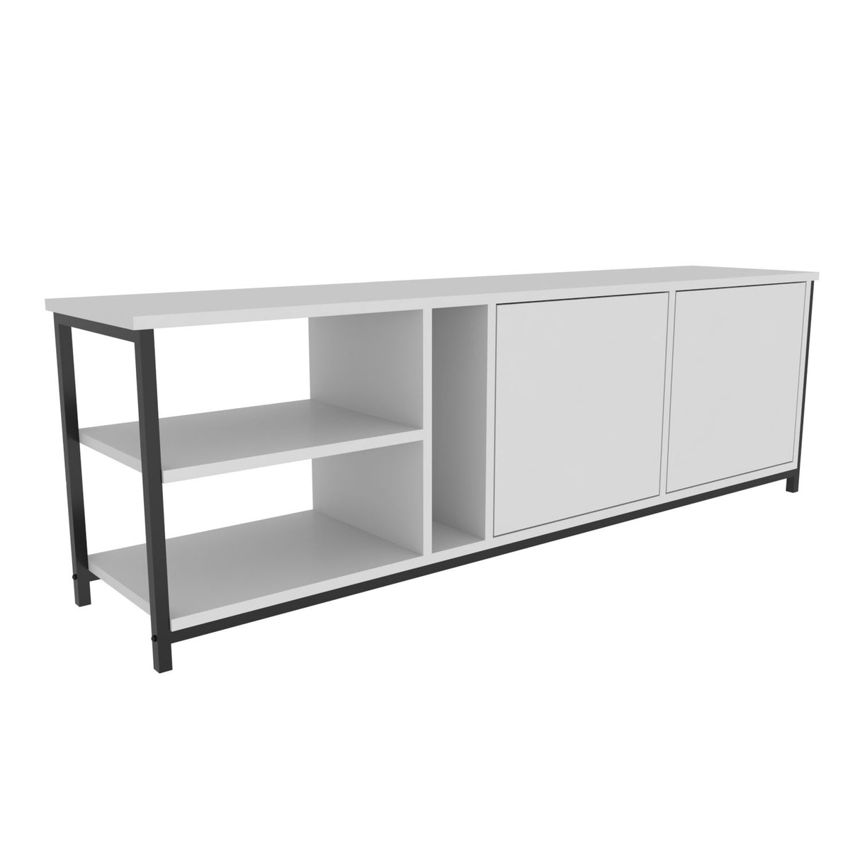 Comodă TV Primrose, Diverse culori, 160x35x51 cm - Negru - Alb | SKU: 322RTC2250 | Comodă TV Primrose, 160x35x51 cm, varianta Negru - Alb, produs pentru amenajarea locuinței, disponibil online în România la CasaMob