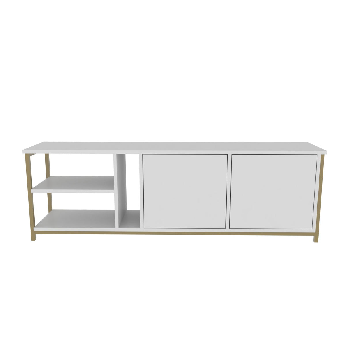 Comodă TV Primrose, Diverse culori, 160x35x51 cm - Alb - Auriu | SKU: 322RTC2258 | Comodă TV Primrose, 160x35x51 cm, varianta Alb - Auriu, produs pentru amenajarea locuinței, disponibil online în România la CasaMob