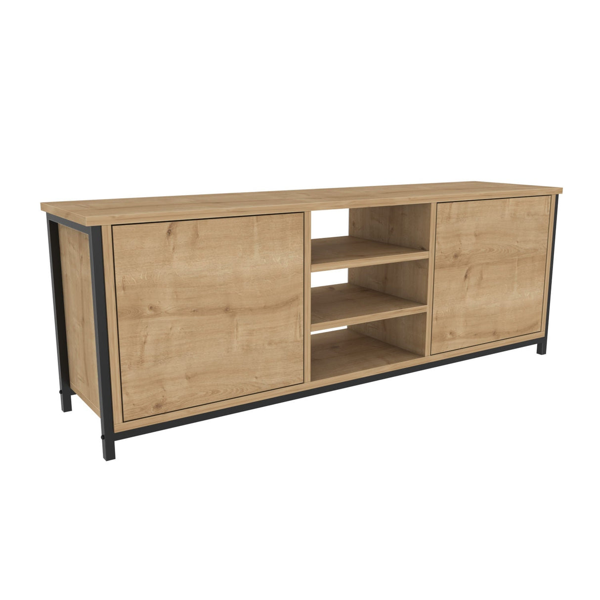 Comodă TV Otis, Diverse culori, 140x35x51 cm - Stejar - Negru | SKU: 322RTC2263 | Comodă TV Otis, 140x35x51 cm, varianta Stejar - Negru, produs pentru amenajarea locuinței, disponibil online în România la CasaMob