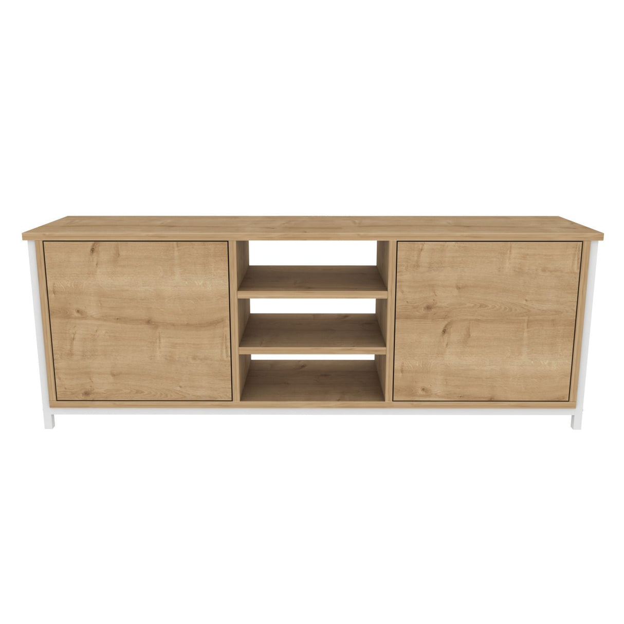 Comodă TV Otis, Diverse culori, 140x35x51 cm - Alb - Stejar | SKU: 322RTC2267 | Comodă TV Otis, 140x35x51 cm, varianta Alb - Stejar, produs pentru amenajarea locuinței, disponibil online în România la CasaMob