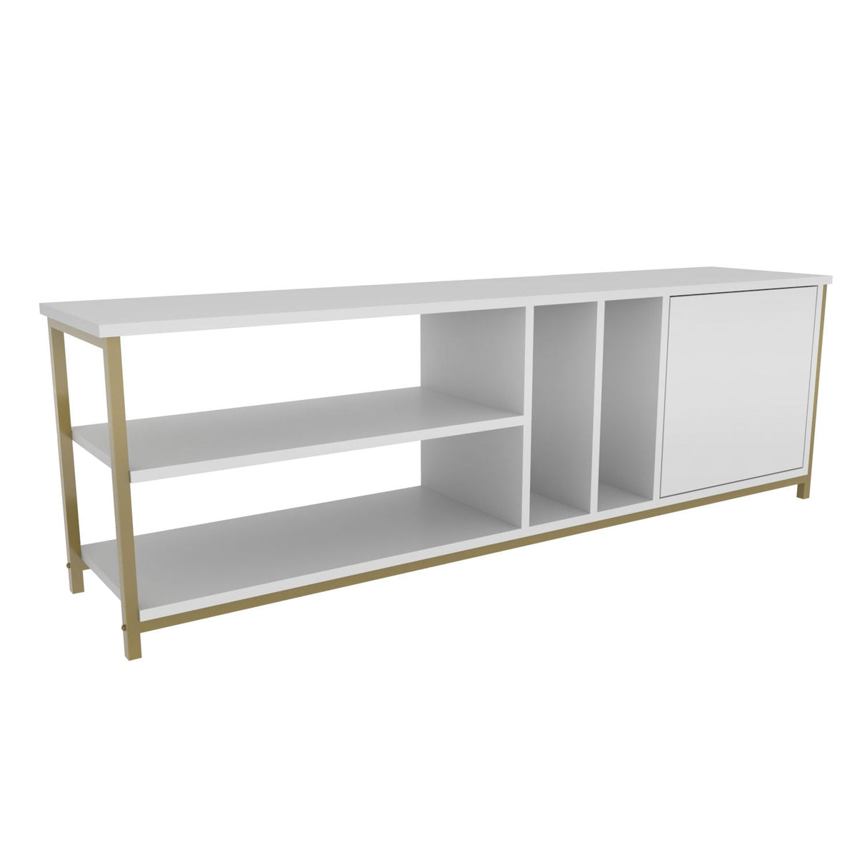Comodă TV Oneida, Diverse culori, 140x35x51 cm - Auriu - Alb | SKU: 322RTC2282 | Comodă TV Oneida, 140x35x51 cm, varianta Auriu - Alb, produs pentru amenajarea locuinței, disponibil online în România la CasaMob