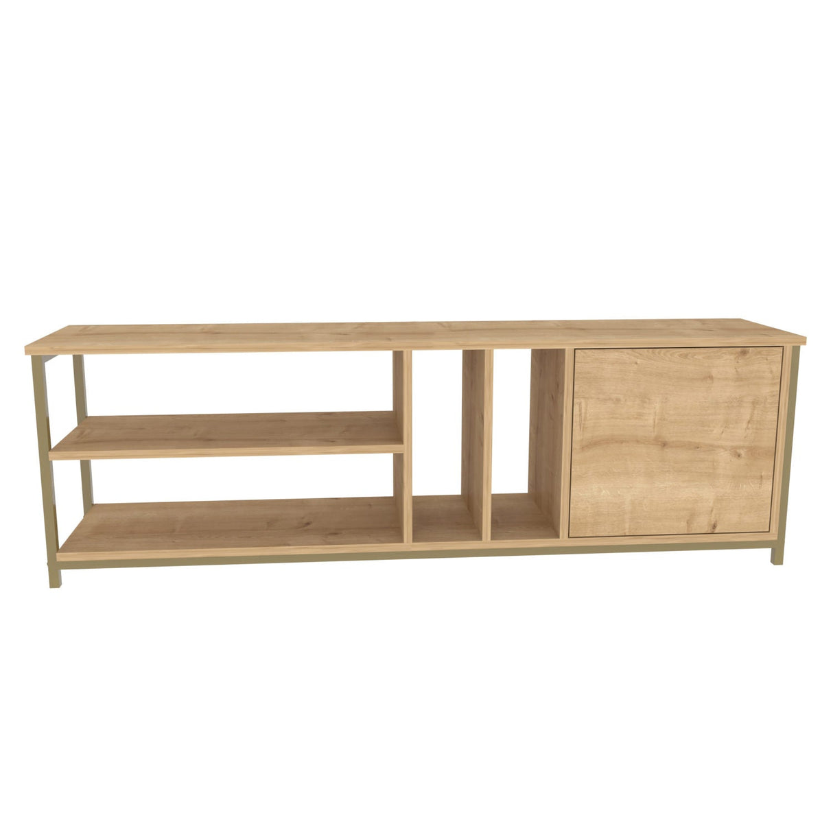 Comodă TV Oneida, Diverse culori, 140x35x51 cm - Auriu - Stejar | SKU: 322RTC2283 | Comodă TV Oneida, 140x35x51 cm, varianta Auriu - Stejar, produs pentru amenajarea locuinței, disponibil online în România la CasaMob