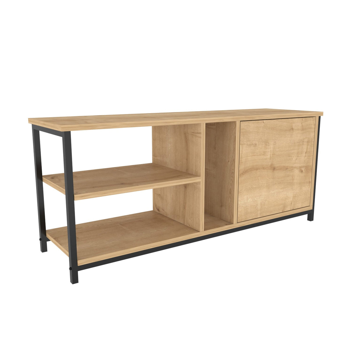 Comodă TV Neola, Diverse culori, 120x35x51 cm - Negru - Stejar | SKU: 322RTC2287 | Comodă TV Neola, 120x35x51 cm, varianta Negru - Stejar, produs pentru amenajarea locuinței, disponibil online în România la CasaMob