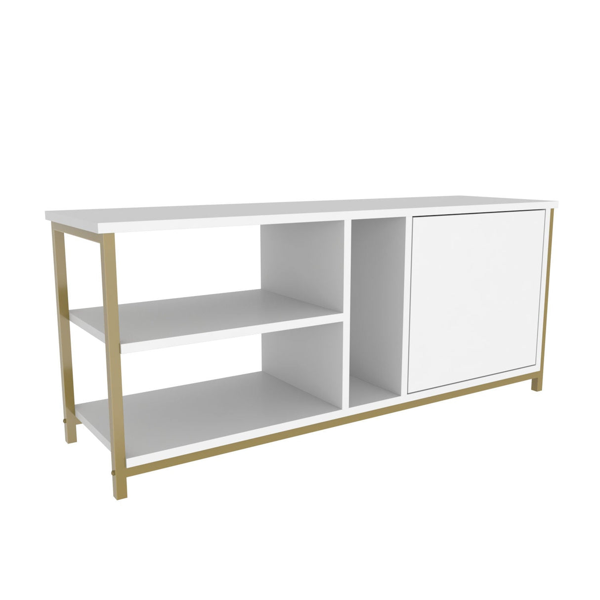 Comodă TV Neola, Diverse culori, 120x35x51 cm - Auriu - Alb | SKU: 322RTC2294 | Comodă TV Neola, 120x35x51 cm, varianta Auriu - Alb, produs pentru amenajarea locuinței, disponibil online în România la CasaMob