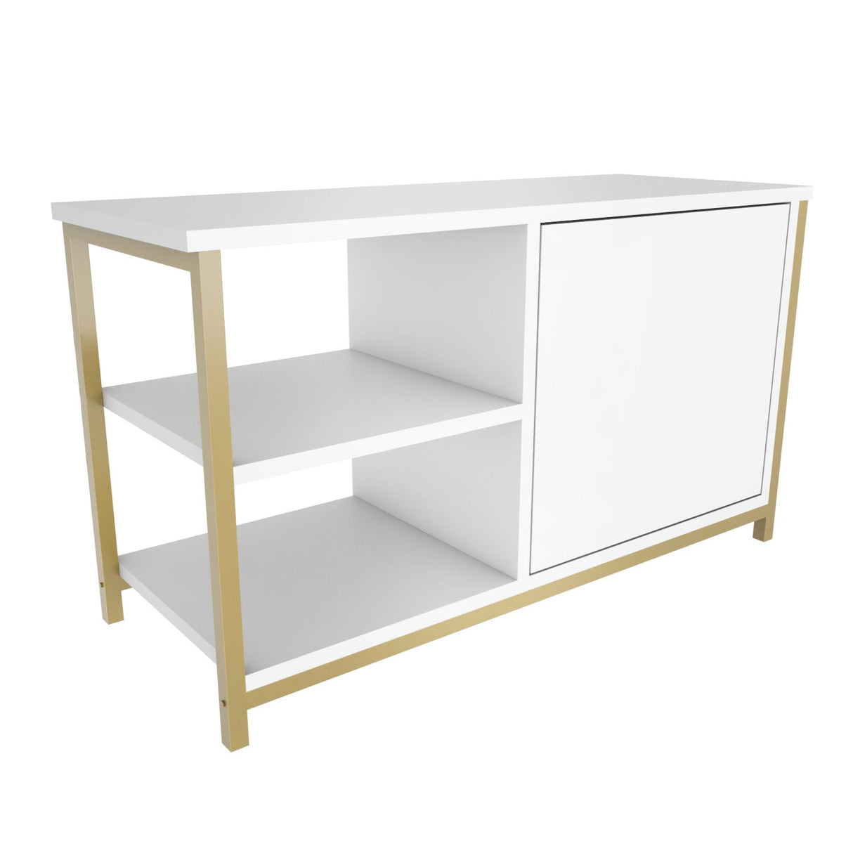Comodă TV Muskegon, Diverse culori, 90x35x51 cm - Auriu - Alb | SKU: 322RTC2307 | Comodă TV Muskegon, 90x35x51 cm, varianta Auriu - Alb, produs pentru amenajarea locuinței, disponibil online în România la CasaMob