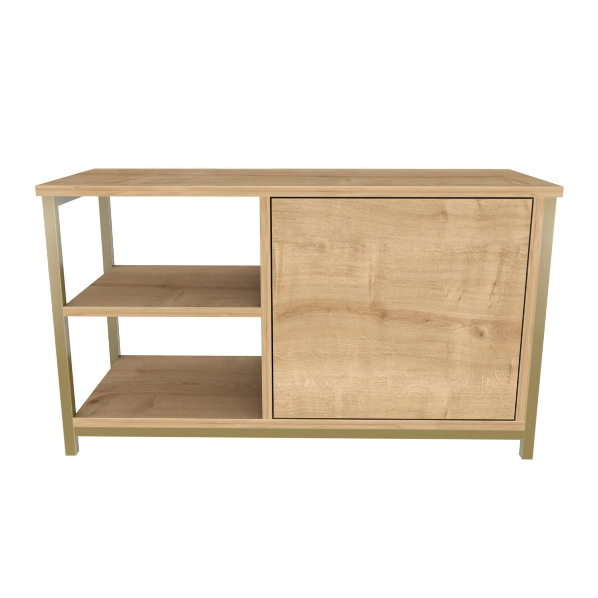 Comodă TV Muskegon, Diverse culori, 90x35x51 cm - Auriu - Stejar | SKU: 322RTC2308 | Comodă TV Muskegon, 90x35x51 cm, varianta Auriu - Stejar, produs pentru amenajarea locuinței, disponibil online în România la CasaMob