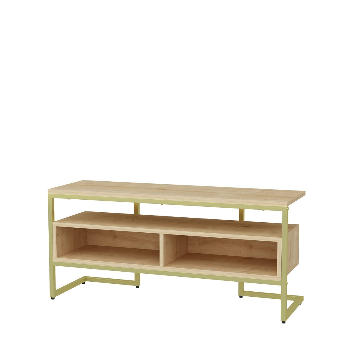 Comodă TV Merrion, Diverse culori, 110x35x50 cm - Auriu - Stejar | SKU: 322RTC2332 | Comodă TV Merrion, 110x35x50 cm, varianta Auriu - Stejar, produs pentru amenajarea locuinței, disponibil online în România la CasaMob