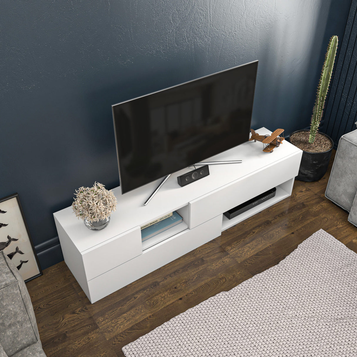 Comodă TV Morton, Diverse culori, 160x38x40 cm - Alb | SKU: 322RTC2335 | Comodă TV Morton, 160x38x40 cm, varianta Alb, produs pentru amenajarea locuinței, disponibil online în România la CasaMob
