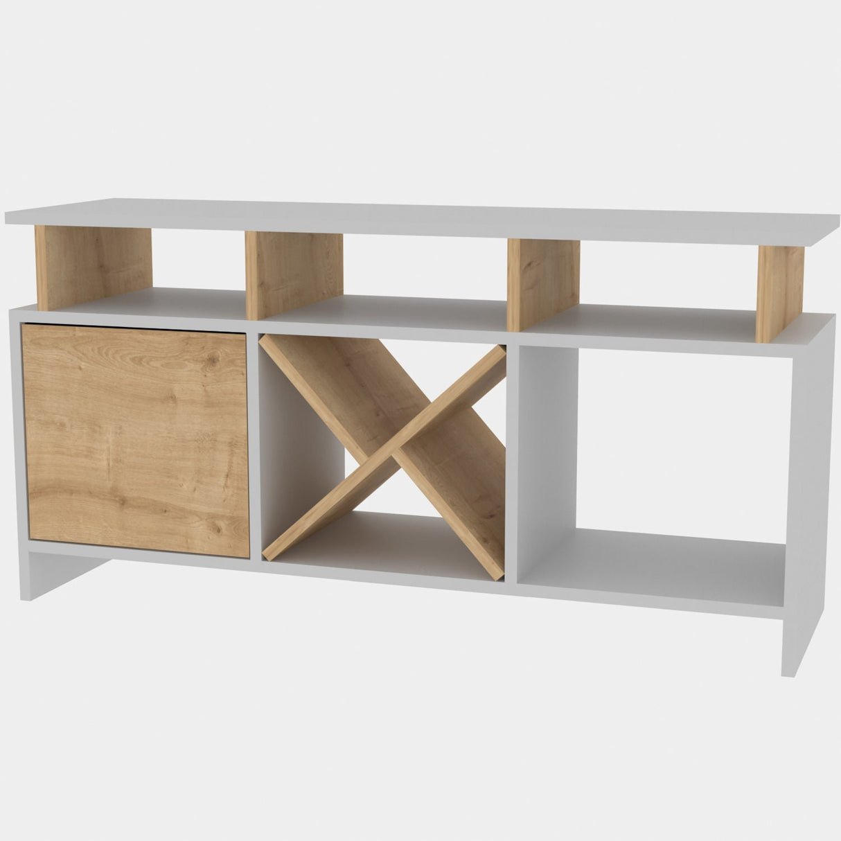 Comodă TV Auburn, Diverse culori, 120x30x61 cm - Alb - Stejar | SKU: 322RTC2365 | Comodă TV Auburn, 120x30x61 cm, varianta Alb - Stejar, produs pentru amenajarea locuinței, disponibil online în România la CasaMob