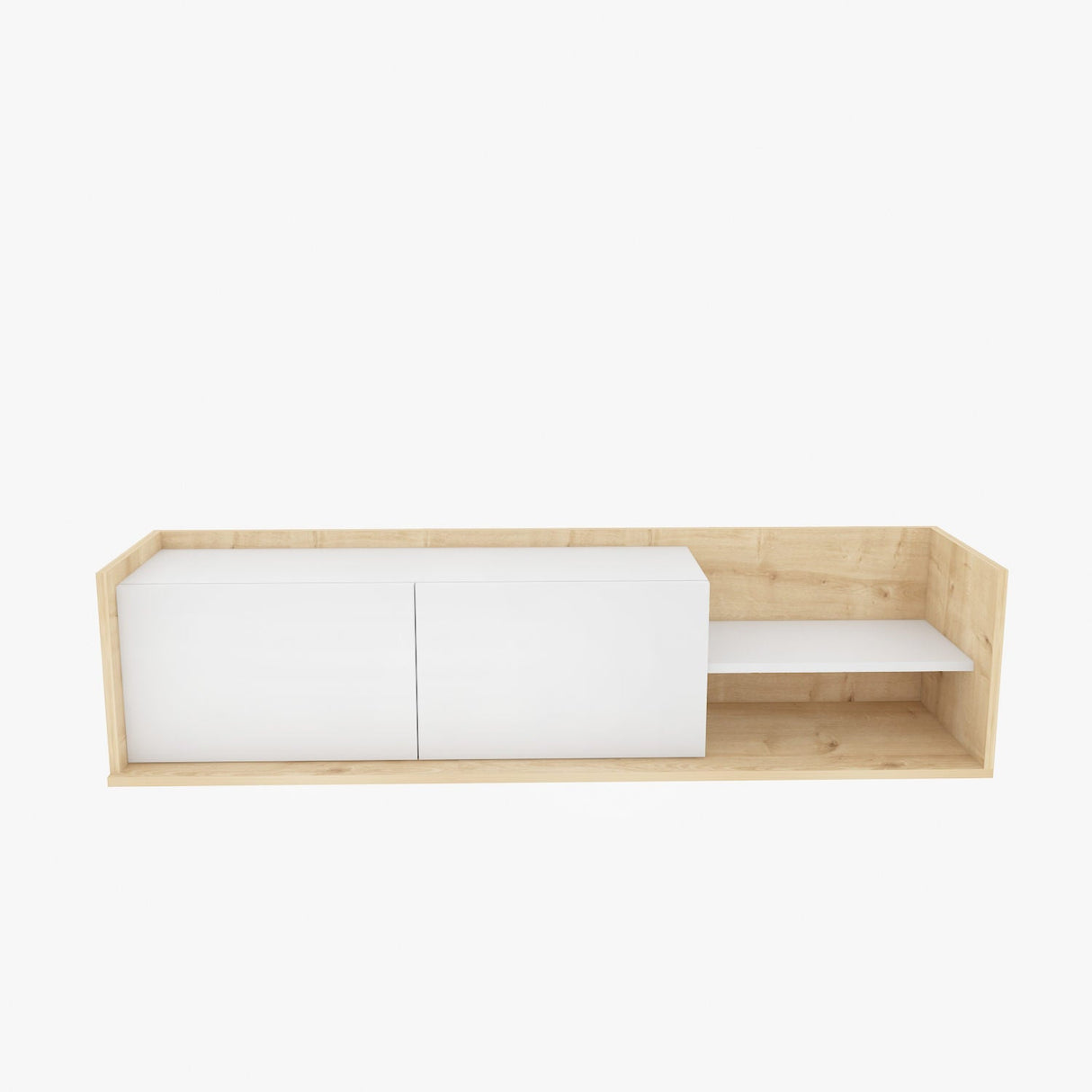 Comodă TV Krog, Diverse culori, 160x35x37 cm - Stejar - Alb | SKU: 322RTC2392 | Comodă TV Krog, 160x35x37 cm, varianta Stejar - Alb, produs pentru amenajarea locuinței, disponibil online în România la CasaMob