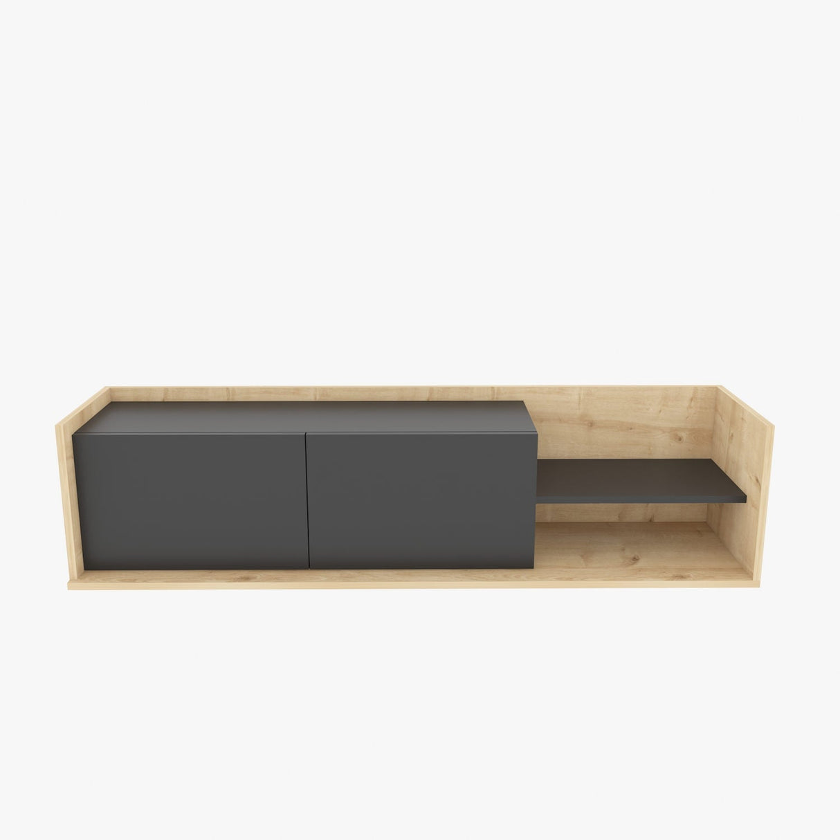 Comodă TV Krog, Diverse culori, 160x35x37 cm - Stejar - Antracit | SKU: 322RTC2393 | Comodă TV Krog, 160x35x37 cm, varianta Stejar - Antracit, produs pentru amenajarea locuinței, disponibil online în România la CasaMob