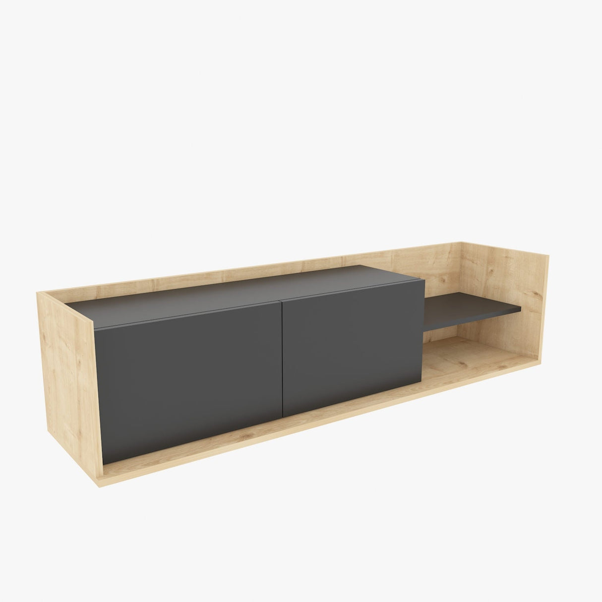 Comodă TV Krog, Diverse culori, 160x35x37 cm - Stejar - Antracit | SKU: 322RTC2393 | Comodă TV Krog, 160x35x37 cm, varianta Stejar - Antracit, produs pentru amenajarea locuinței, disponibil online în România la CasaMob