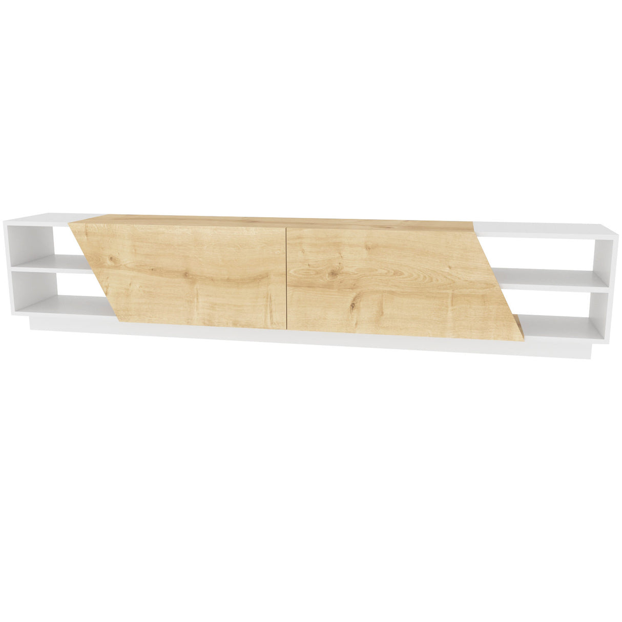 Comodă TV Rhodes, Diverse culori, 240x37x47 cm - Alb - Stejar | SKU: 322RTC2436 | Comodă TV Rhodes, 240x37x47 cm, varianta Alb - Stejar, produs pentru amenajarea locuinței, disponibil online în România la CasaMob