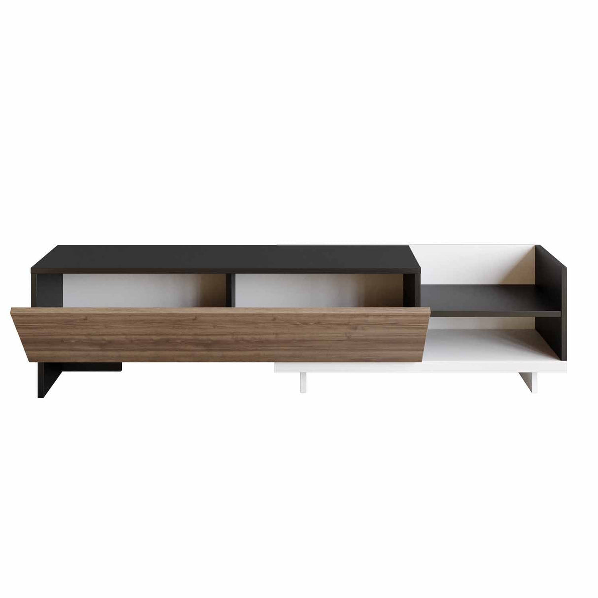 Comodă TV Parion, Diverse culori, 165x35x41 cm - Alb - Negru - Nuc | SKU: 322RTC2454 | Comodă TV Parion, 165x35x41 cm, varianta Alb - Negru - Nuc, produs pentru amenajarea locuinței, disponibil online în România la CasaMob