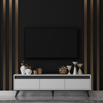 Alb | SKU: 327ODS1113 | Comodă TV Century, 150x30x45 cm, varianta Alb, produs pentru amenajarea locuinței, disponibil online în România la CasaMob