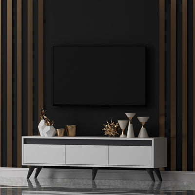 Alb | SKU: 327ODS1113 | Comodă TV Century, 150x30x45 cm, varianta Alb, produs pentru amenajarea locuinței, disponibil online în România la CasaMob