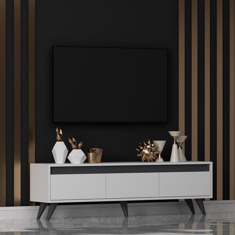 Alb | SKU: 327ODS1113 | Comodă TV Century, 150x30x45 cm, varianta Alb, produs pentru amenajarea locuinței, disponibil online în România la CasaMob