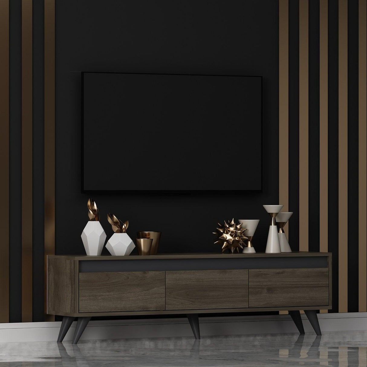 Comodă TV Century, Diverse culori, 150x30x45 cm - Nuc | SKU: 327ODS1114 | Comodă TV Century, 150x30x45 cm, varianta Nuc, produs pentru amenajarea locuinței, disponibil online în România la CasaMob