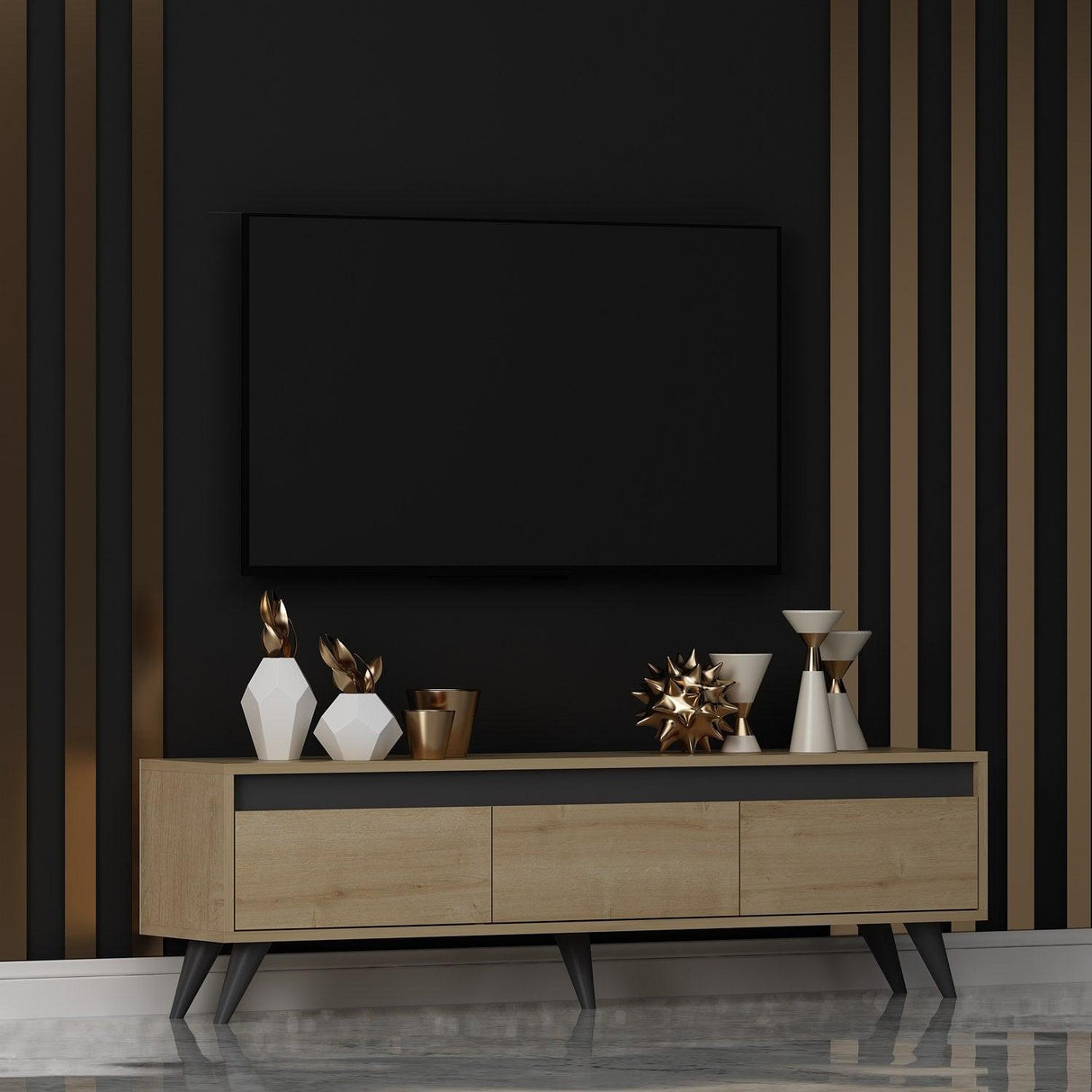 Comodă TV Century, Diverse culori, 150x30x45 cm - Stejar safir | SKU: 327ODS1115 | Comodă TV Century, 150x30x45 cm, varianta Stejar safir, produs pentru amenajarea locuinței, disponibil online în România la CasaMob