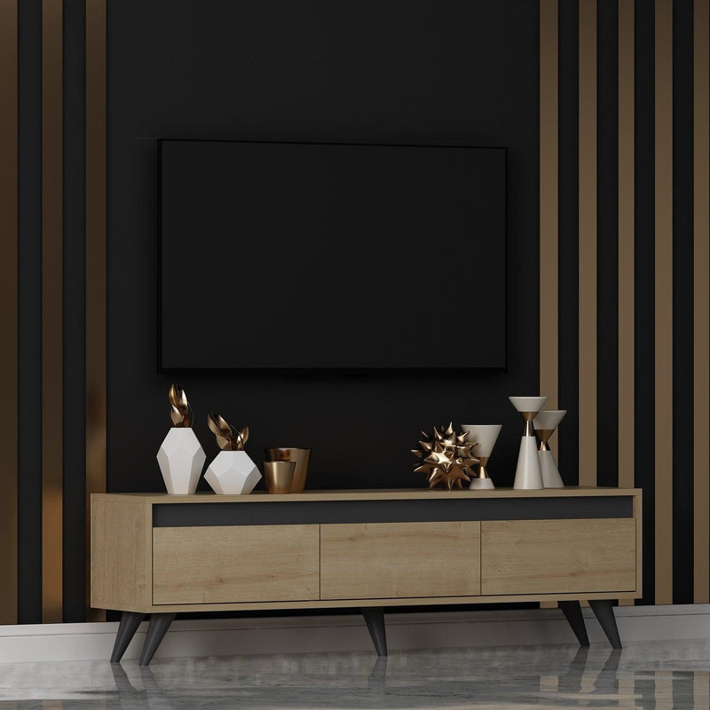 Stejar safir | SKU: 327ODS1115 | Comodă TV Century, 150x30x45 cm, varianta Stejar safir, produs pentru amenajarea locuinței, disponibil online în România la CasaMob