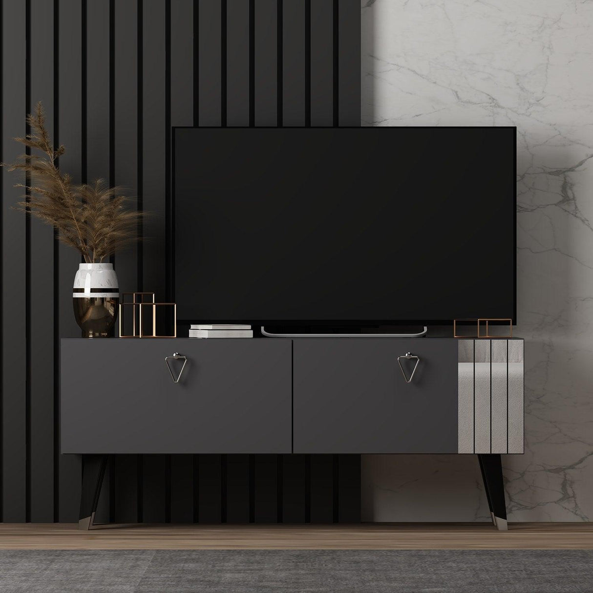 Comodă TV Tarab, Diverse culori, 120x30x50 cm - Antracit | SKU: 327ODS1118 | Comodă TV Tarab, 120x30x50 cm, varianta Antracit, produs pentru amenajarea locuinței, disponibil online în România la CasaMob