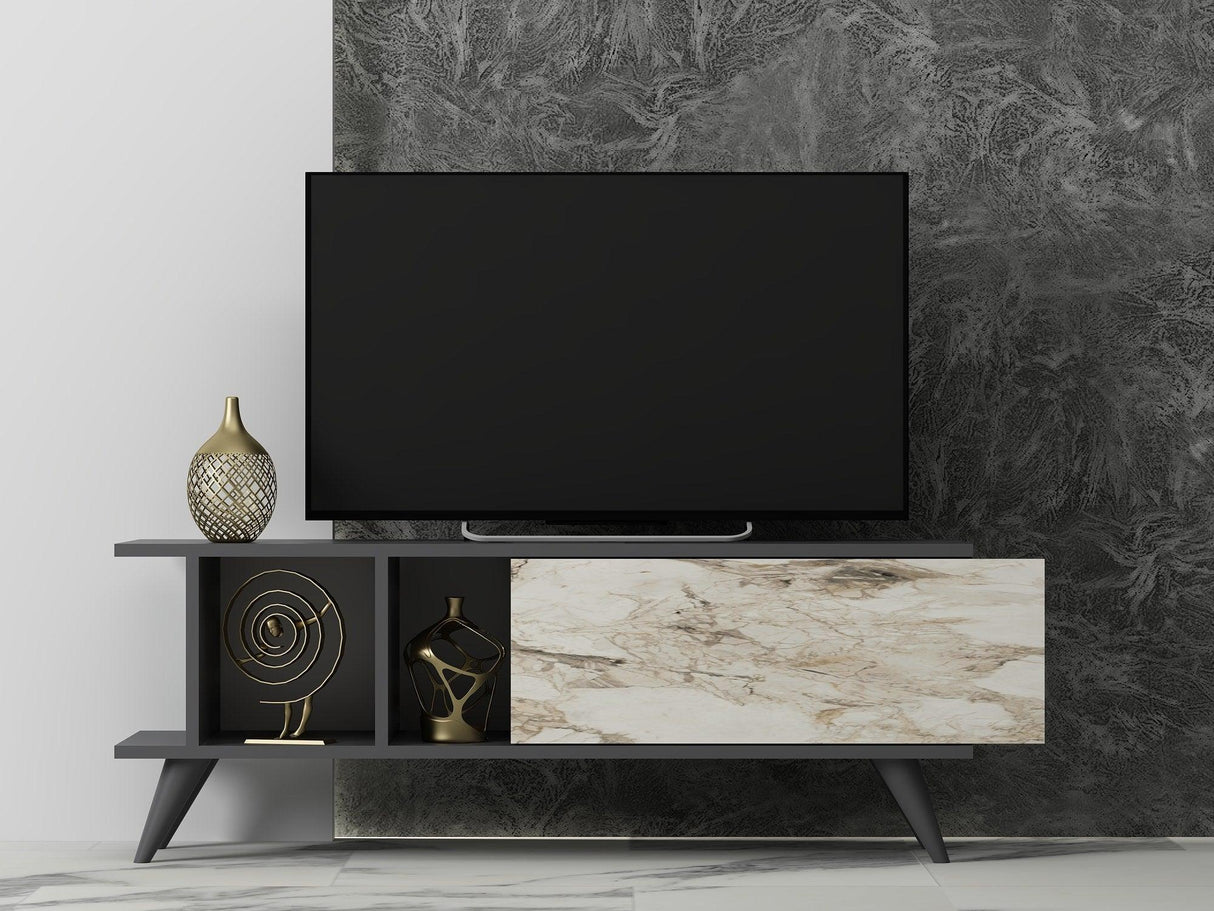Comodă TV Liberty, Diverse culori, 120x30x45 cm - Antracit - Marble | SKU: 327ODS1124 | Comodă TV Liberty, 120x30x45 cm, varianta Antracit - Marble, produs pentru amenajarea locuinței, disponibil online în România la CasaMob