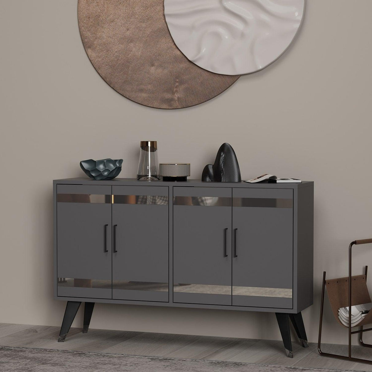 Comodă TV İlda, Diverse culori, 120x30x80 cm - Antracit | SKU: 327ODS1133 | Comodă TV İlda, 120x30x80 cm, varianta Antracit, produs pentru amenajarea locuinței, disponibil online în România la CasaMob