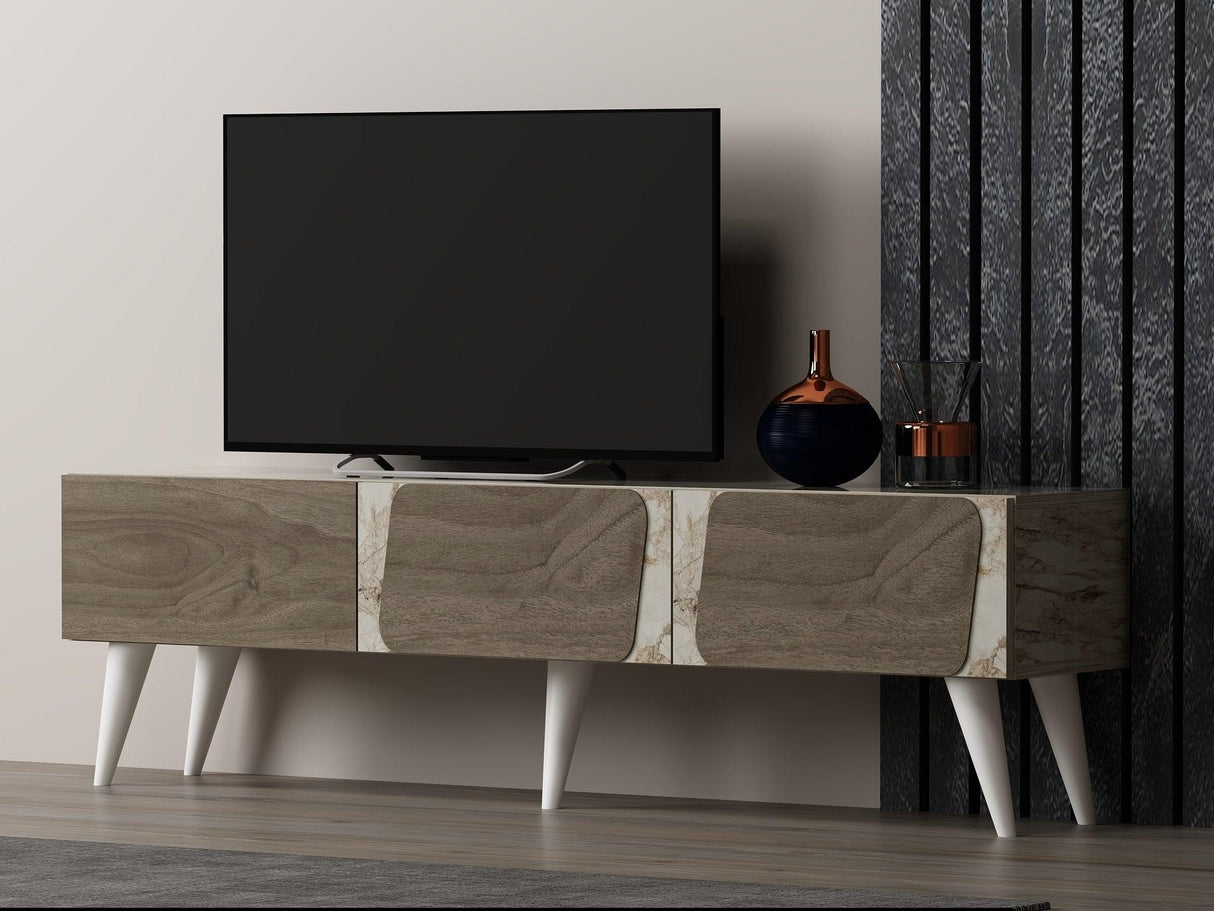 Comodă TV Veas, Diverse culori, 150x30x43 cm - Marble - Nuc | SKU: 327ODS1134 | Comodă TV Veas, 150x30x43 cm, varianta Marble - Nuc, produs pentru amenajarea locuinței, disponibil online în România la CasaMob
