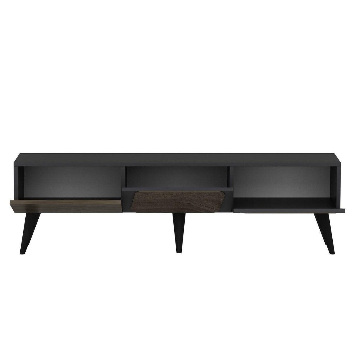 Comodă TV Veas, Diverse culori, 150x30x43 cm - Antracit - Nuc | SKU: 327ODS1135 | Comodă TV Veas, 150x30x43 cm, varianta Antracit - Nuc, produs pentru amenajarea locuinței, disponibil online în România la CasaMob