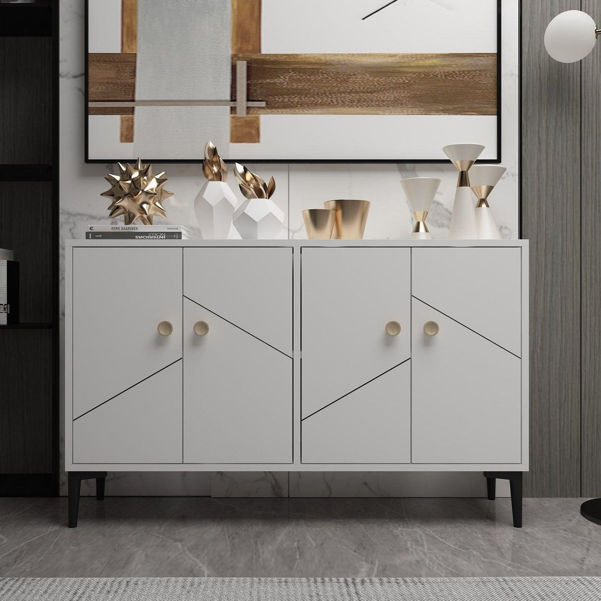 Comodă TV Cria, Diverse culori, 120x30x75 cm - Alb | SKU: 327ODS1136 | Comodă TV Cria, 120x30x75 cm, varianta Alb, produs pentru amenajarea locuinței, disponibil online în România la CasaMob