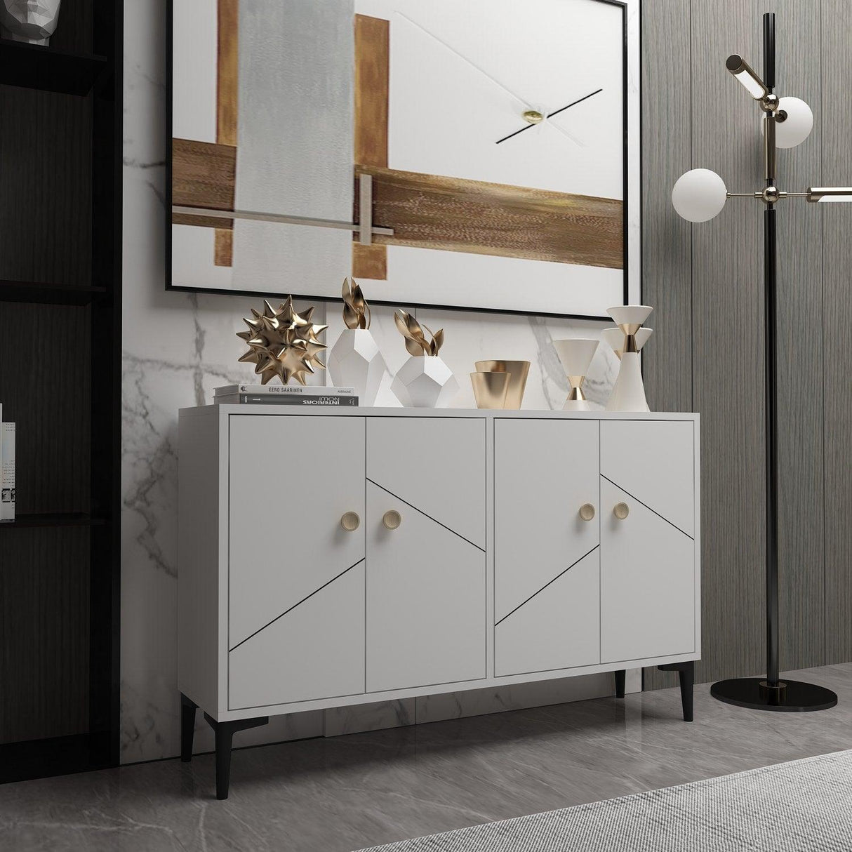 Comodă TV Cria, Diverse culori, 120x30x75 cm - Alb | SKU: 327ODS1136 | Comodă TV Cria, 120x30x75 cm, varianta Alb, produs pentru amenajarea locuinței, disponibil online în România la CasaMob