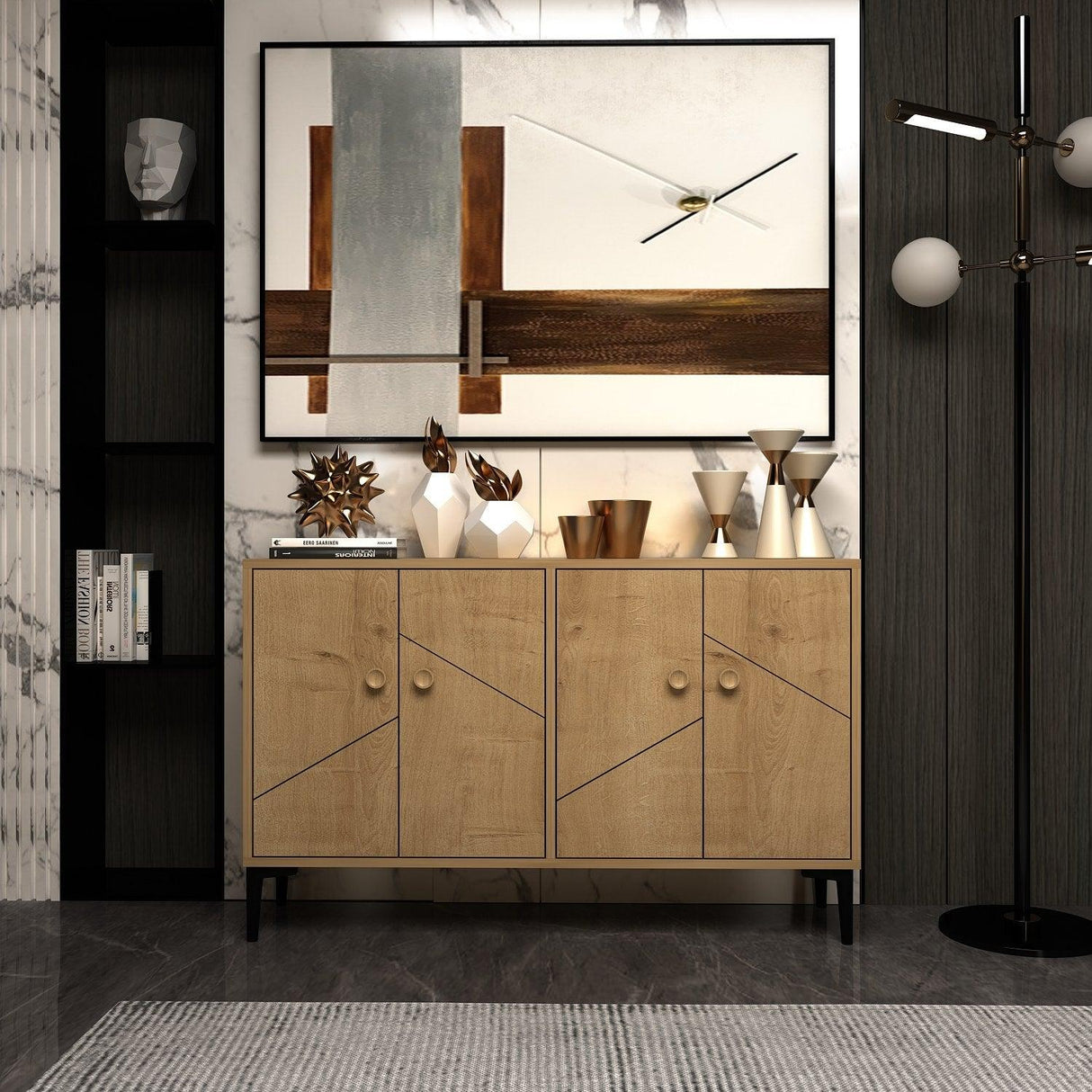 Comodă TV Cria, Diverse culori, 120x30x75 cm - Stejar safir | SKU: 327ODS1137 | Comodă TV Cria, 120x30x75 cm, varianta Stejar safir, produs pentru amenajarea locuinței, disponibil online în România la CasaMob