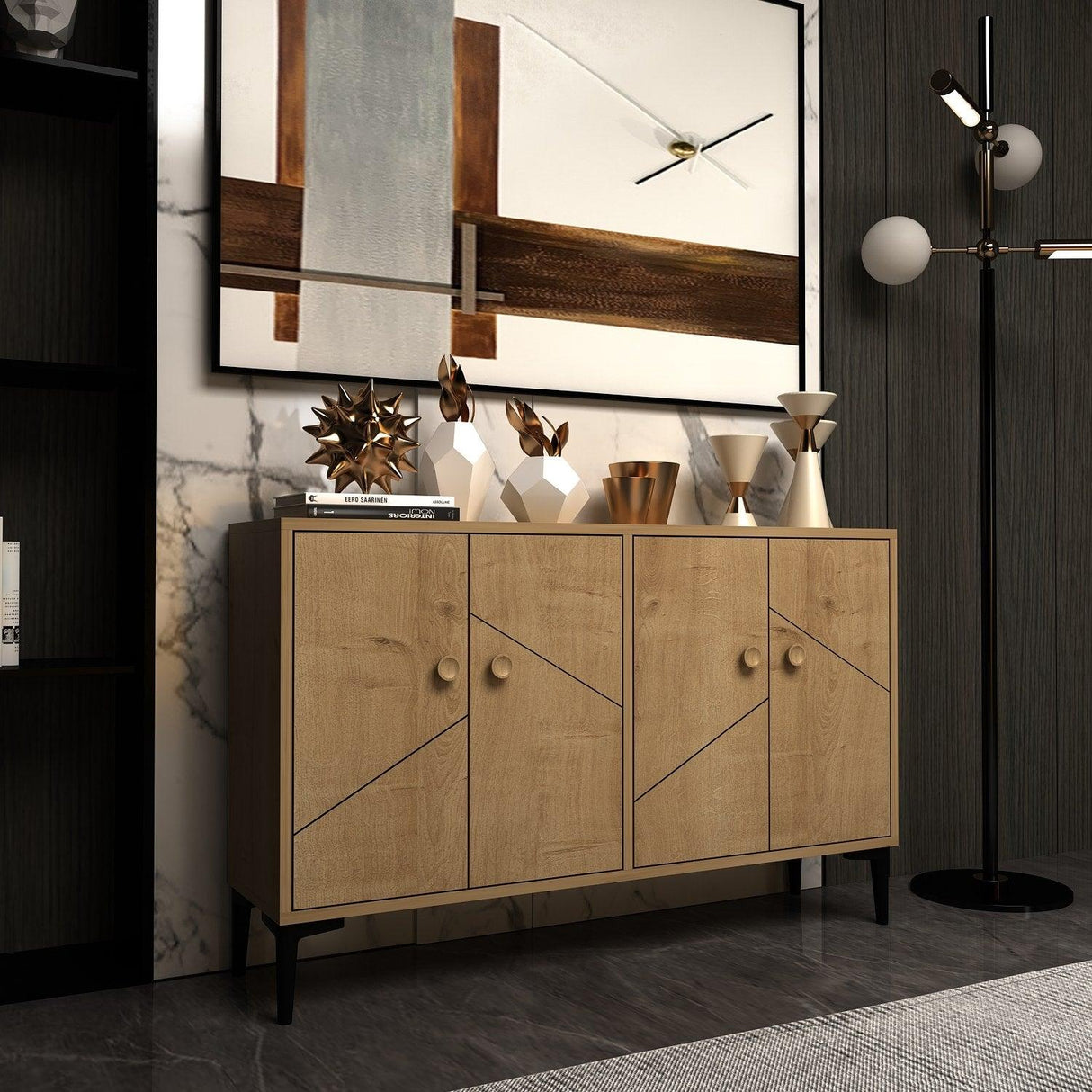 Comodă TV Cria, Diverse culori, 120x30x75 cm - Stejar safir | SKU: 327ODS1137 | Comodă TV Cria, 120x30x75 cm, varianta Stejar safir, produs pentru amenajarea locuinței, disponibil online în România la CasaMob