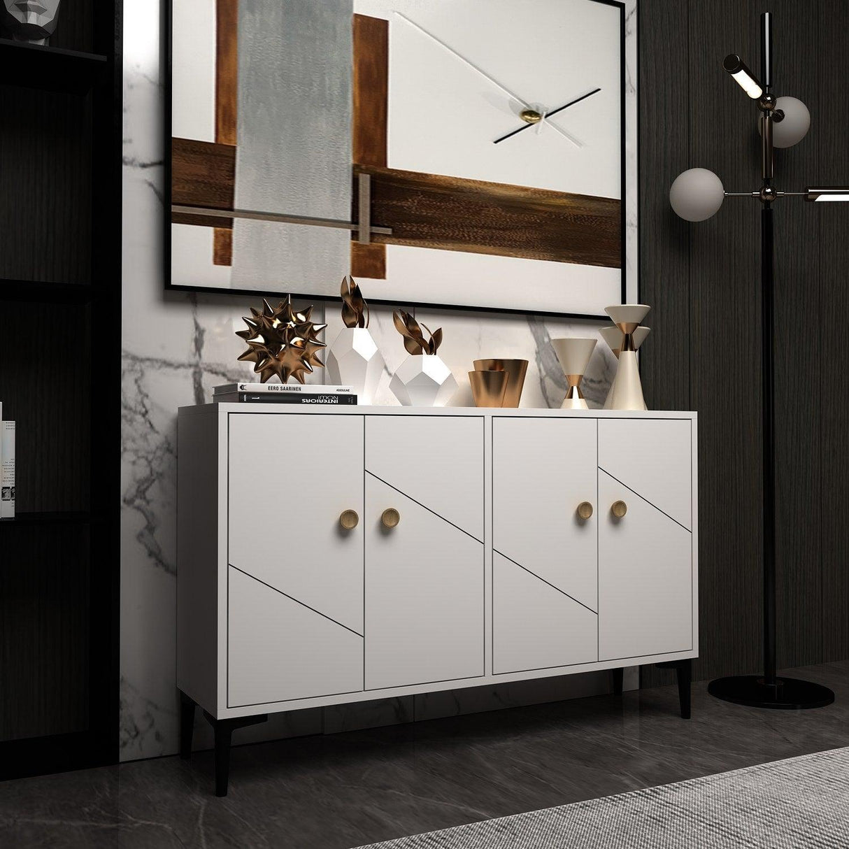 Comodă TV Myria, Diverse culori, 120x30x75 cm - Alb | SKU: 327ODS1138 | Comodă TV Myria, 120x30x75 cm, varianta Alb, produs pentru amenajarea locuinței, disponibil online în România la CasaMob