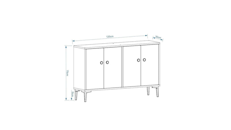 Alb | SKU: 327ODS1138 | Comodă TV Myria, 120x30x75 cm, varianta Alb, produs pentru amenajarea locuinței, disponibil online în România la CasaMob