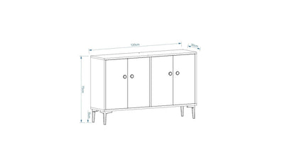 Stejar safir | SKU: 327ODS1139 | Comodă TV Myria, 120x30x75 cm, varianta Stejar safir, produs pentru amenajarea locuinței, disponibil online în România la CasaMob