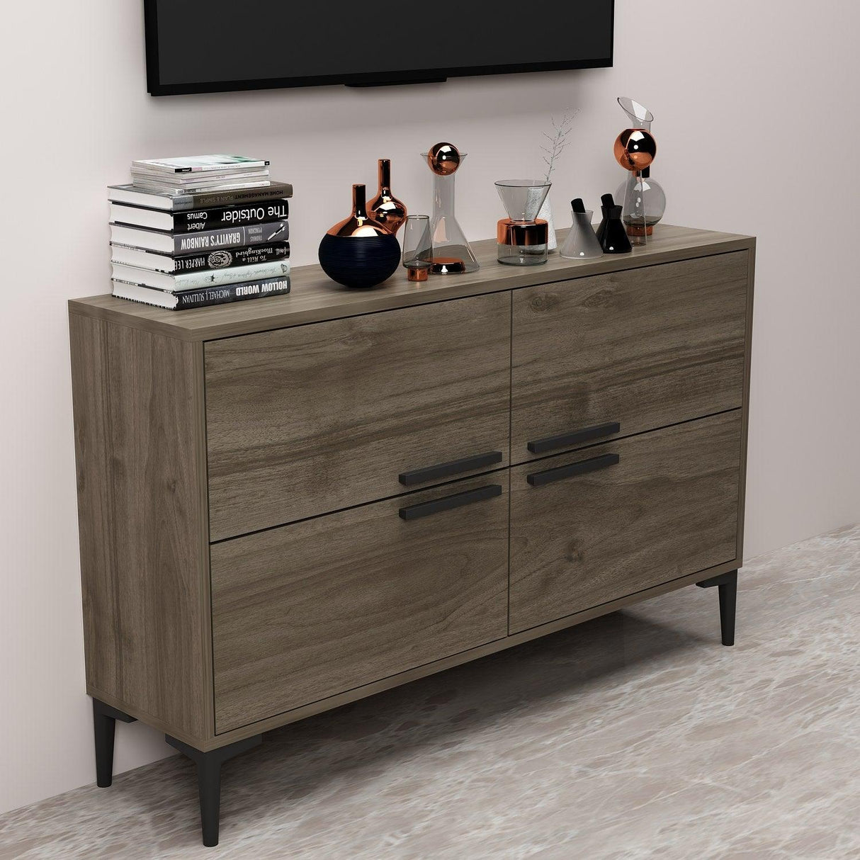 Comodă TV Ctn, Diverse culori, 120x30x75 cm - Nuc | SKU: 327ODS1145 | Comodă TV Ctn, 120x30x75 cm, varianta Nuc, produs pentru amenajarea locuinței, disponibil online în România la CasaMob