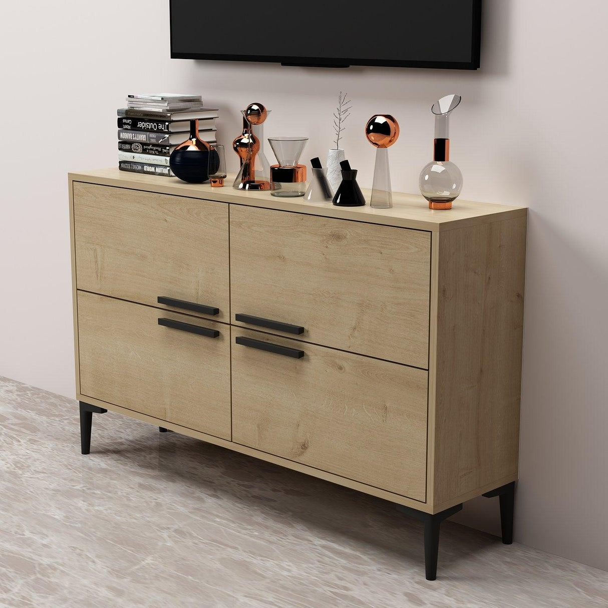 Comodă TV Ctn, Diverse culori, 120x30x75 cm - Stejar safir | SKU: 327ODS1146 | Comodă TV Ctn, 120x30x75 cm, varianta Stejar safir, produs pentru amenajarea locuinței, disponibil online în România la CasaMob