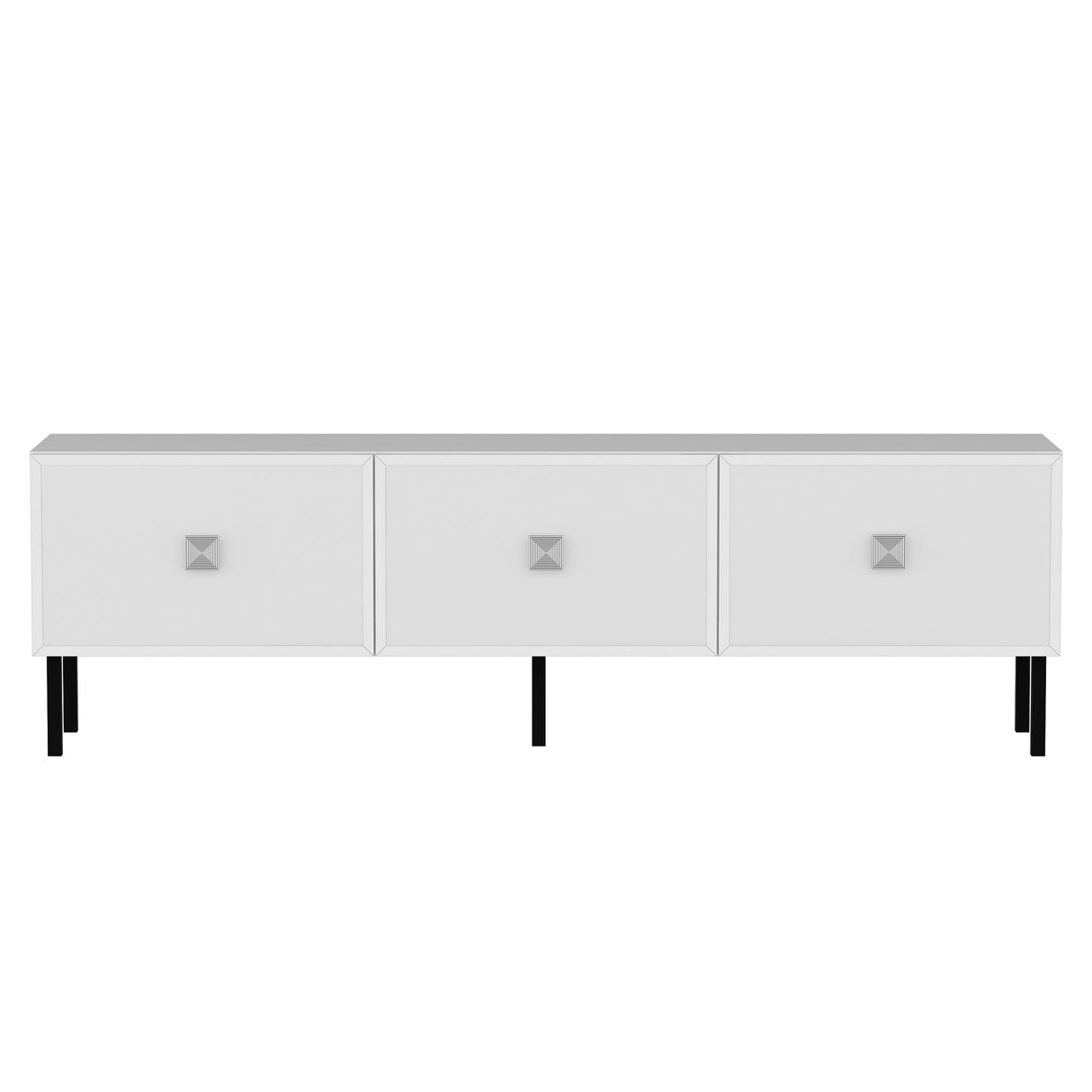 Comodă TV Kivan, Alb - Argintiu, 150x30x45 cm