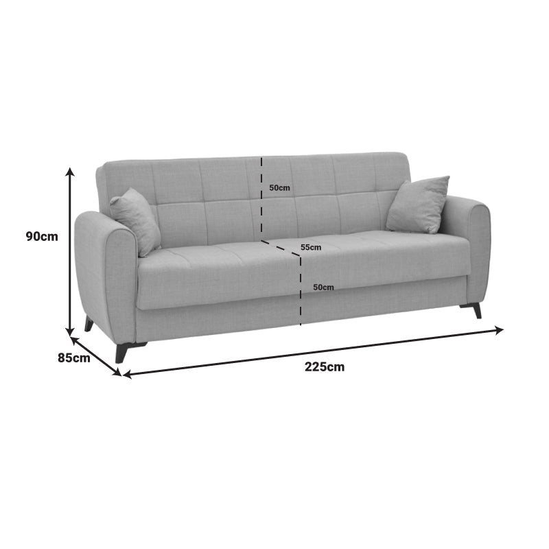 Canapea extensibila cu depozitare pentru trei persoane Lincoln, tesatura, Diverse culori, 225x85x90 cm, 85x225 cm - Gri închis | SKU: 328-000018 | Canapea extensibila cu depozitare pentru trei persoane Lincoln, tesatura, 225x85x90 cm, 85x225 cm, varianta Gri închis, produs pentru amenajarea locuinței, disponibil online în România la CasaMob