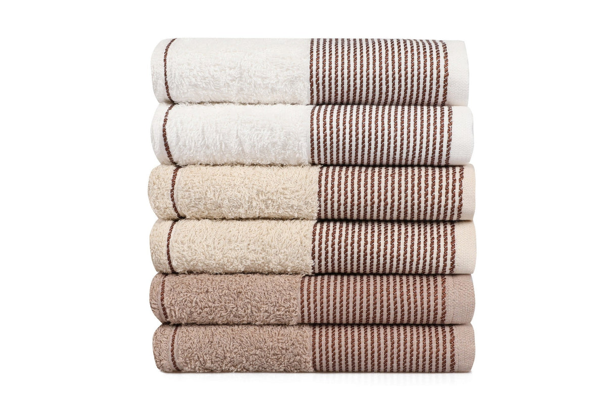 Set prosoape de baie 6 bucăți Fitilli, Diverse culori, 50x85 cm - Maro - Gri - Alb | SKU: 336EPJ1113 | Set prosoape de baie 6 bucăți Fitilli, 50x85 cm, varianta Maro - Gri - Alb, produs pentru amenajarea locuinței, disponibil online în România la CasaMob