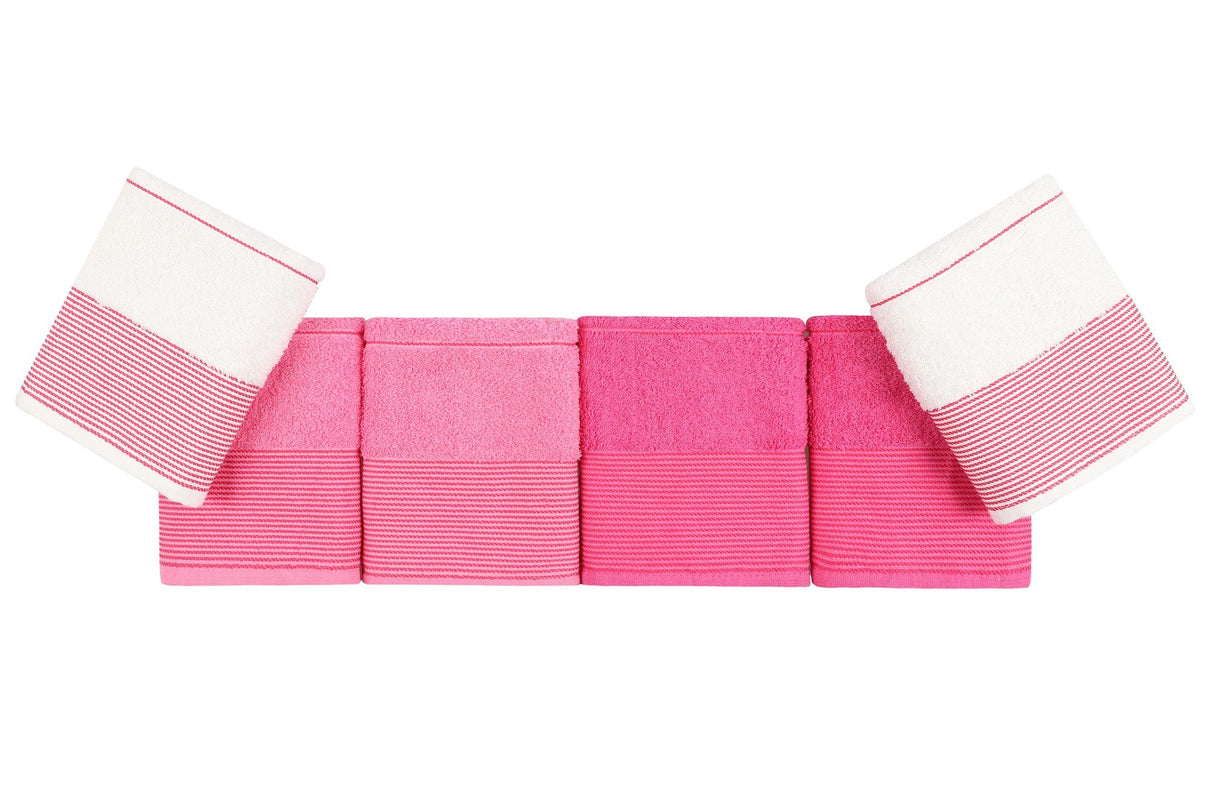 Set prosoape de baie 6 bucăți Fitilli, Diverse culori, 50x85 cm - Alb - Roz | SKU: 336EPJ1115 | Set prosoape de baie 6 bucăți Fitilli, 50x85 cm, varianta Alb - Roz, produs pentru amenajarea locuinței, disponibil online în România la CasaMob