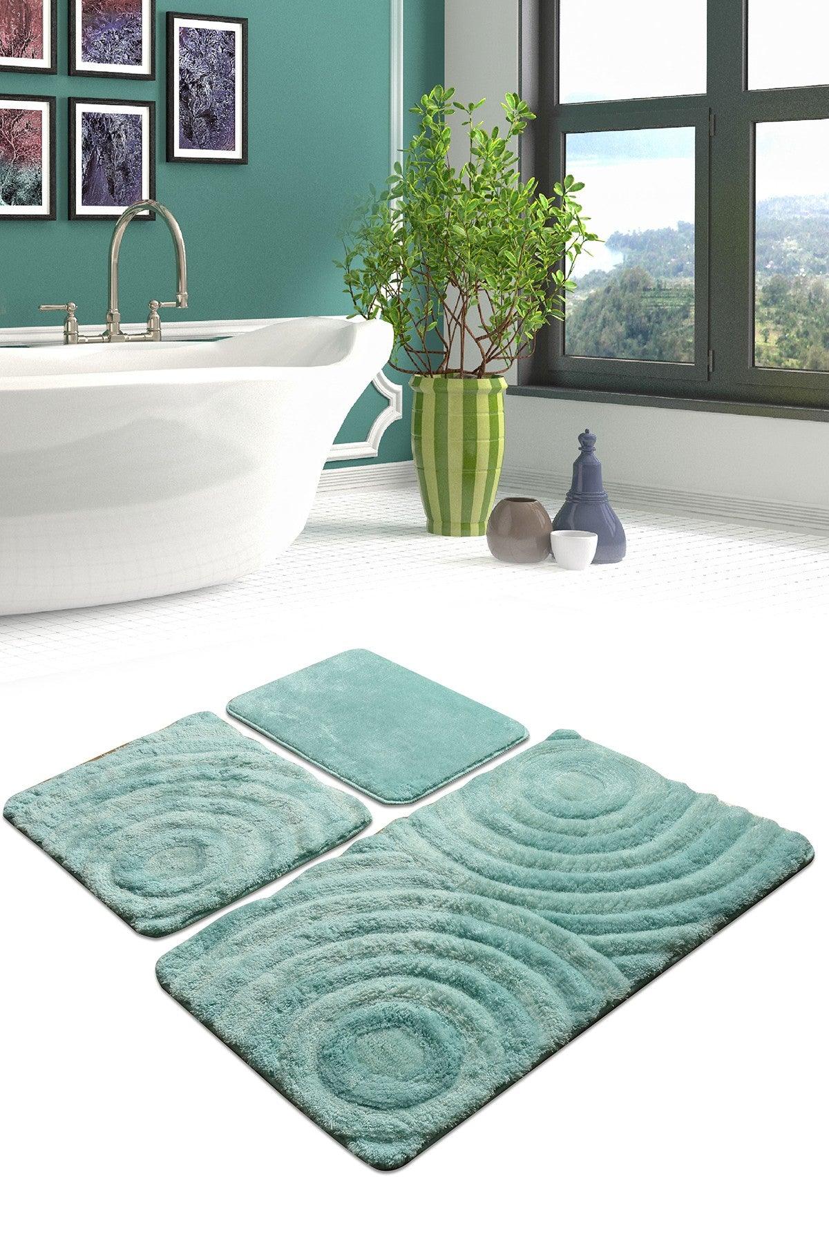 Covoraș de baie 3 bucăți Wave, Diverse culori, 60x100 cm - Mentă | SKU: 351ALS2019 | Covoraș de baie 3 bucăți Wave, 60x100 cm, varianta Mentă, produs pentru amenajarea locuinței, disponibil online în România la CasaMob