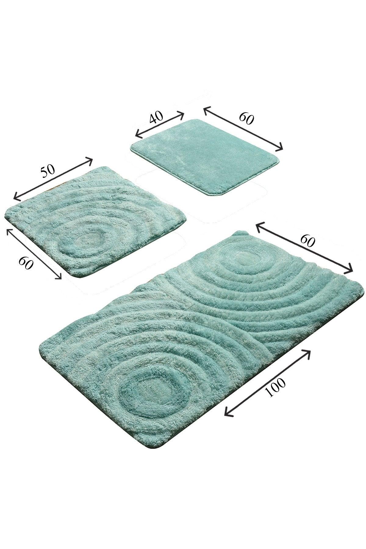 Covoraș de baie 3 bucăți Wave, Diverse culori, 60x100 cm - Mentă | SKU: 351ALS2019 | Covoraș de baie 3 bucăți Wave, 60x100 cm, varianta Mentă, produs pentru amenajarea locuinței, disponibil online în România la CasaMob